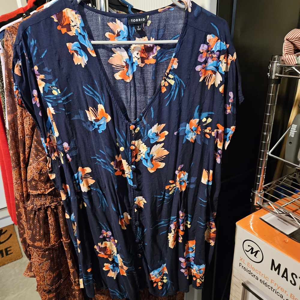 Torrid Navy Floral Blouse